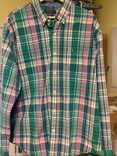 Crown  Ivy Men's Long Sleeve Button Down Shirt Green Plaid XL Classic Fit