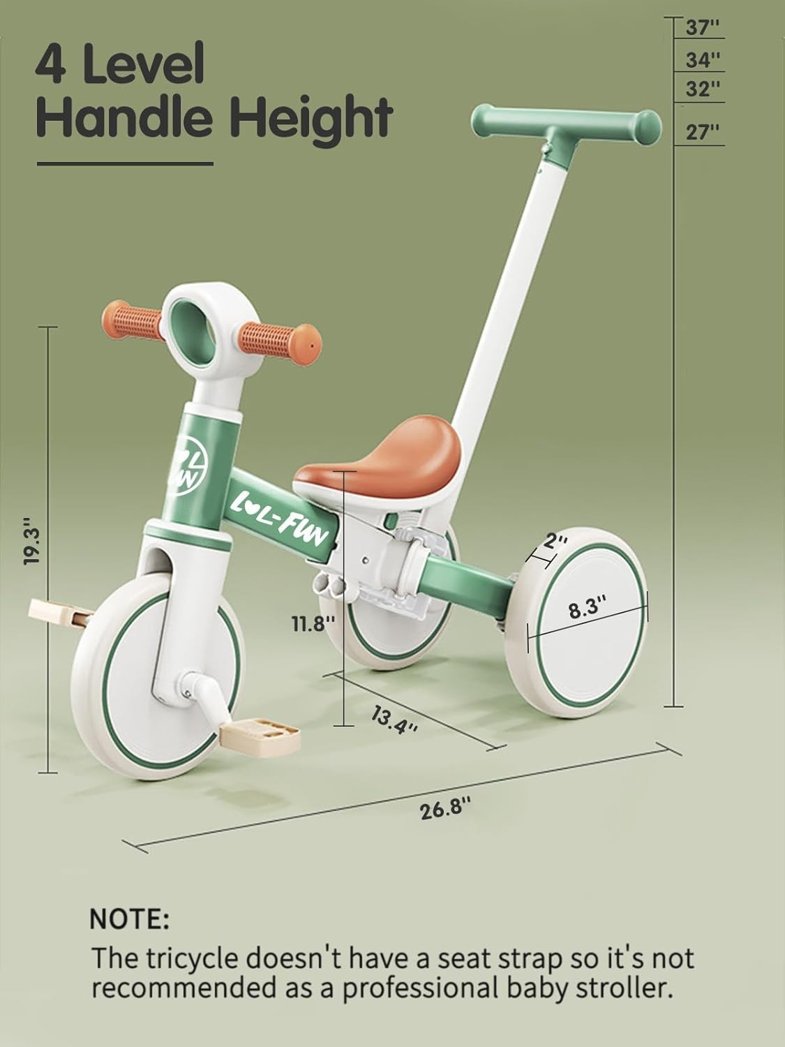 5 in 1 Toddler Tricycles for 1-3  Olds Boys Girls Toy, Baby Balance Bike 1  O... thumbnail 8