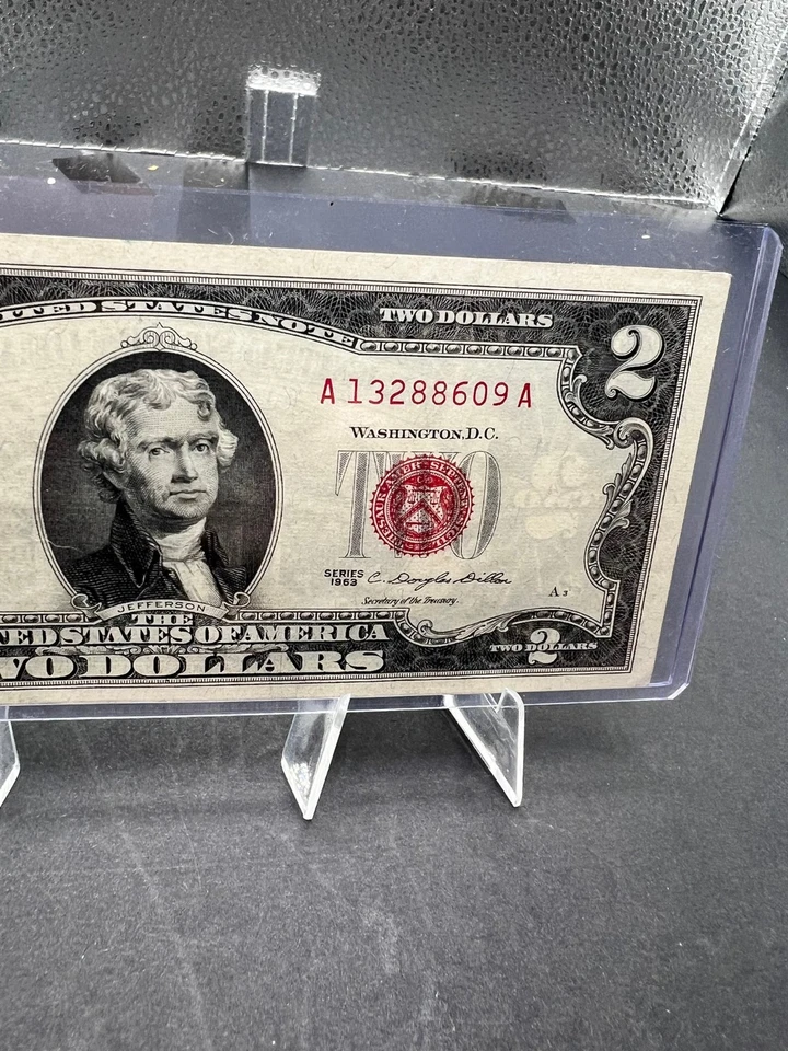 1963 USA $2 TREASURY NOTE RED SEAL - SN # 13288609 A - Image 3 of 4