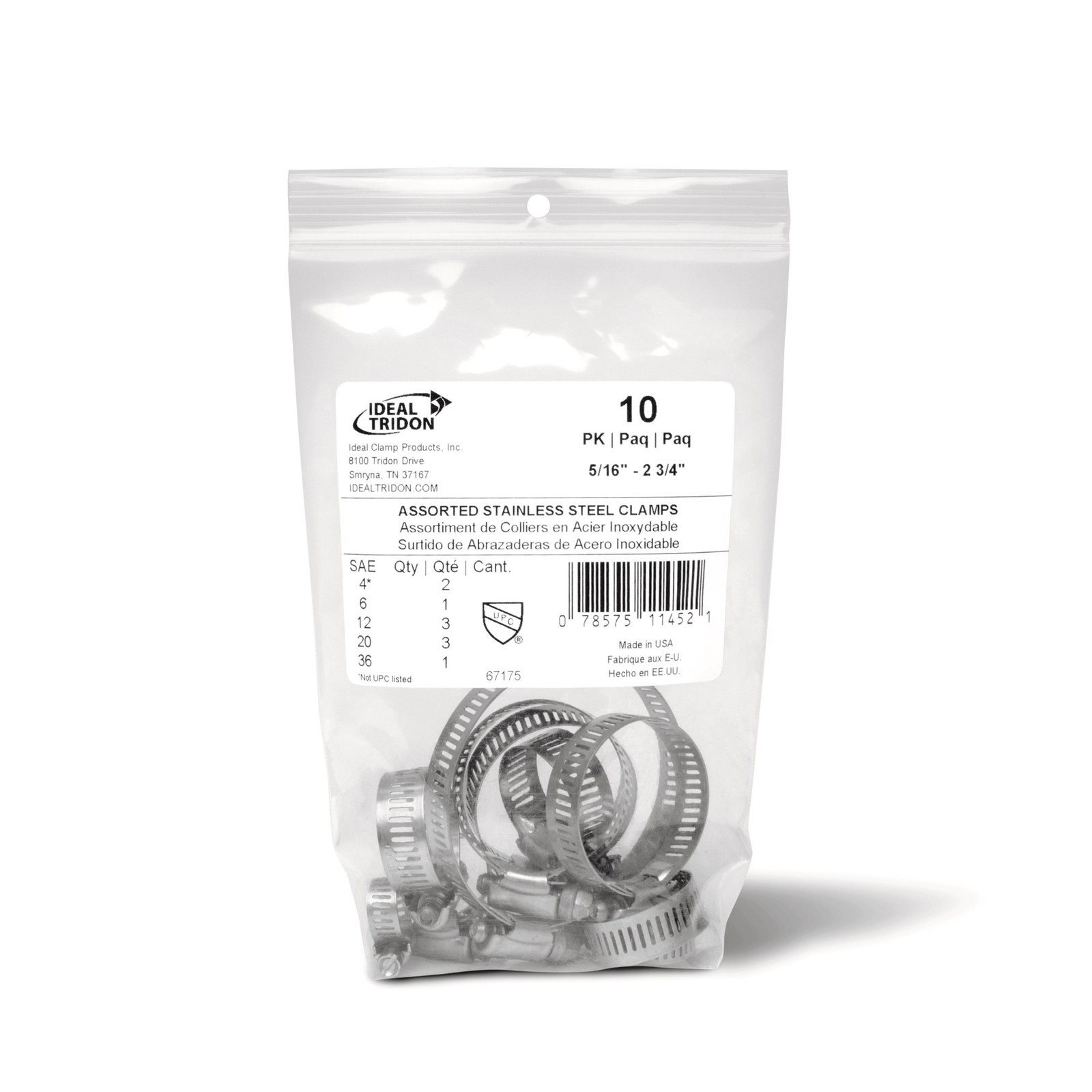 Ideal Tridon Contractor Assortment - 10-Piece, Stainless Steel Hose Clamps,