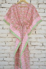 100% TARRIF FREE✅0% CHARGE 100% Cotton Hand Block Print Long Kaftan Dress KF-118