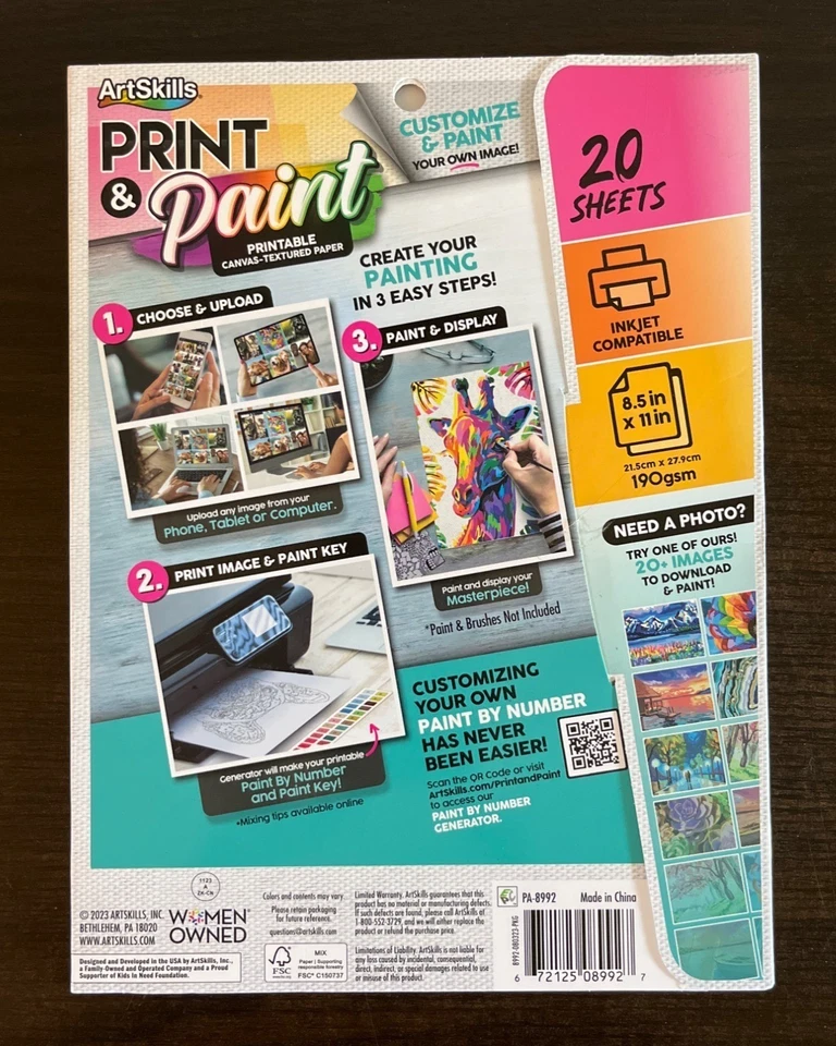 Nuevo en Paquete ArtSkills Impresión y Pintura Imprimible Lienzo-Papel Texturizado 20 Hojas de Inyección de Tinta Foto 2 de 2