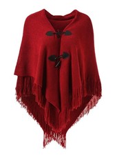 Ferand Women  s Loose Fitting Poncho Cape Shawl with Stylish Horn Buttons,