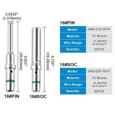 Solid Contacts DT Steckverbinder Kit für Größe 16 für 14AWG Drahtanwendungen