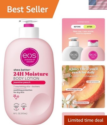 Luxury Jasmine Peach Body Lotion - 24-Hour Hydration,  Formula, 16 Oz