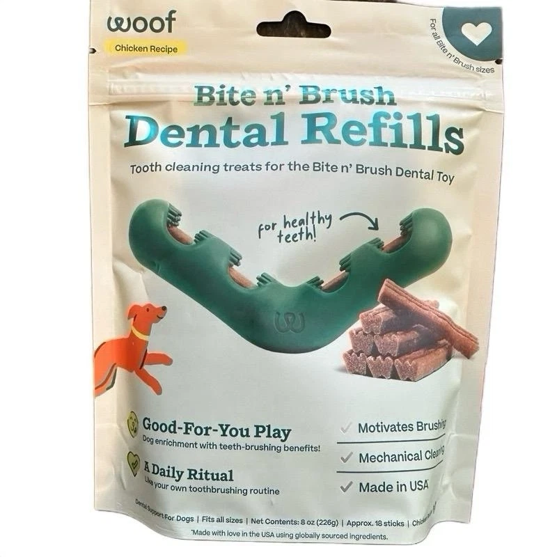 Woof Bite N' Brush Dog Chew Toy Toothbrush Teeth Cleaning, Size Large - Image 2 of 4