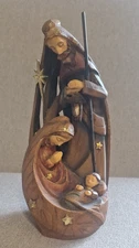 Roman Inc 10” Nativity Musical Figurine Holy Family Nativity Wood Look Resin