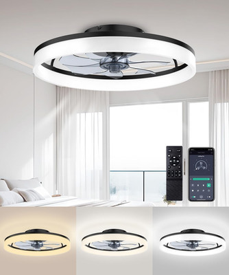 Ceiling Fans with Lights and Remote, 20'' Modern Low Profile Ceiling Fan, 6-Speed