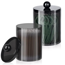 Canister Apothecary Jar Set, Bathroom Jars with Lids Set for Cotton Swabs