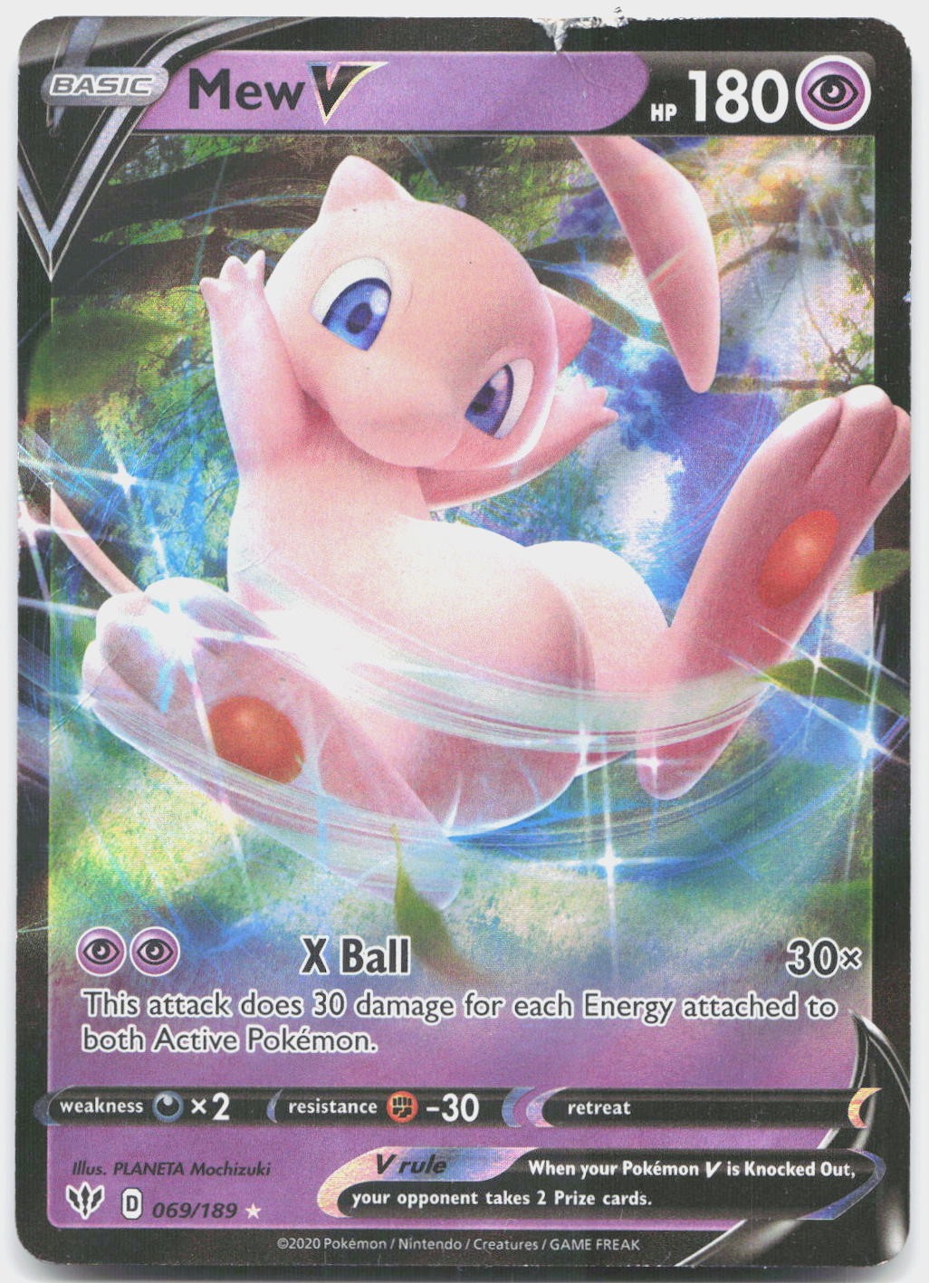 Mew V Holo Ultra Rare SWSH03: Darkness Ablaze 069/189 DMG