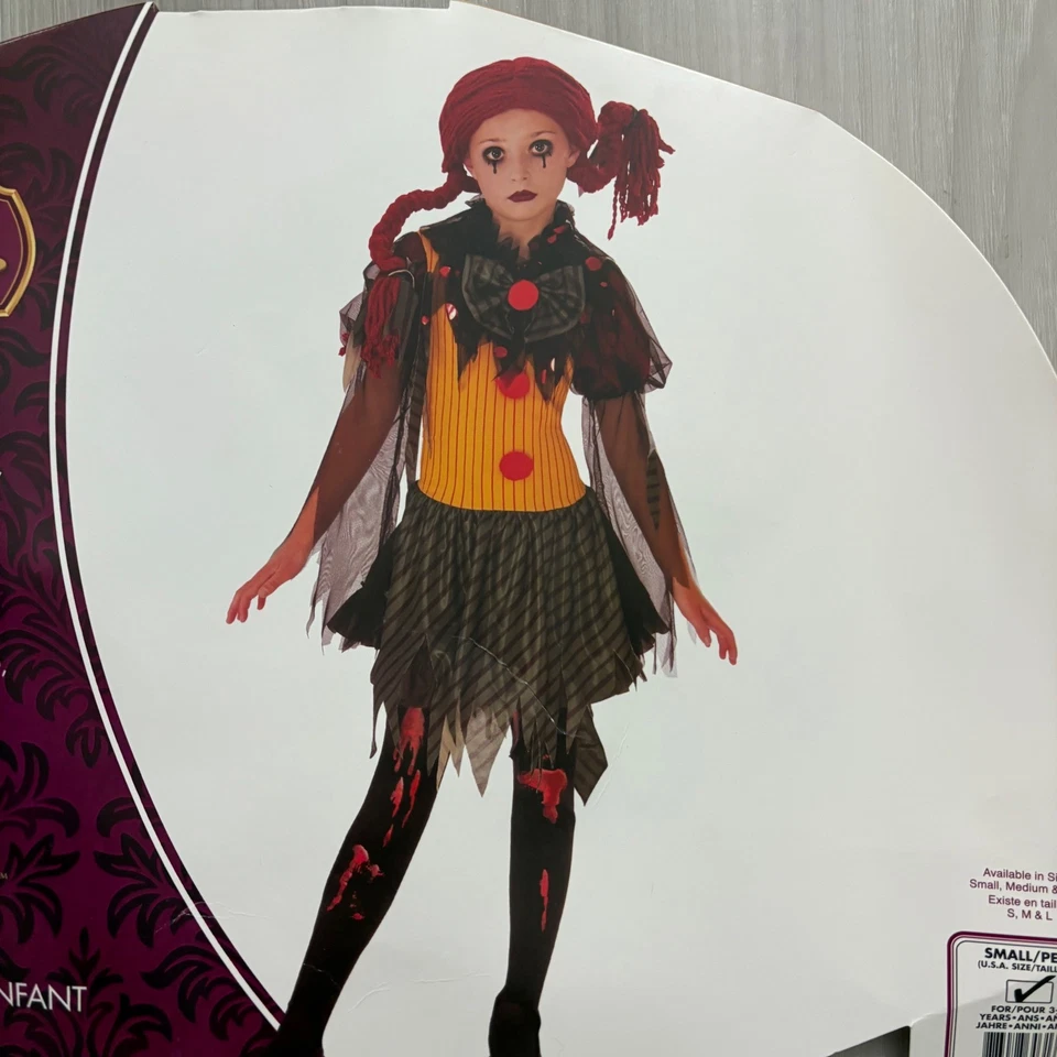 Disfraz de Rubí Niño Opus Zombie Payaso Niña Vestido Leggings Peluca Halloween Talla S Foto 4 de 4