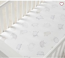 Pottery Barn Kids Baby Fitted Crib Sheet Shelby Sheep White Gray Organic Cotton