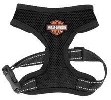 Harley-Davidson Bar & Shield Logo Dog Harness, Breathable Mesh, Black Polyester