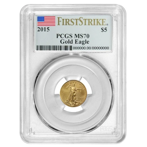 2015 $5 1/10-oz American Gold Eagle PCGS MS70 First Strike Label