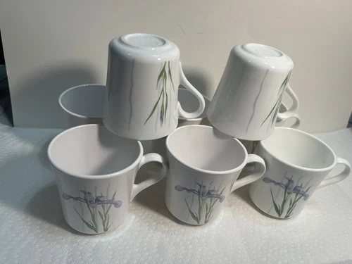 SET OF8 Corning Ware Corelle Shadow Iris Coffee Tea Cups USA Vintage 557