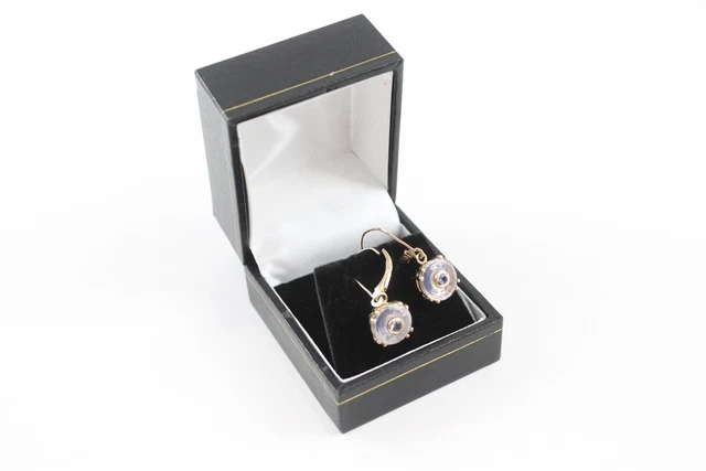 21 9ct Gold TGGC Tanzanite Quartz Drop Earrings