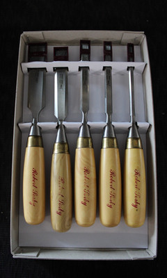 Sorby Boxwood Handled 5 Pc. Gilt Edge Chisel Set