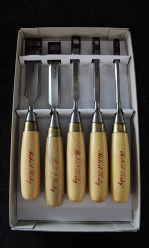 Sorby Boxwood Handled 5 Pc. Gilt Edge Chisel Set