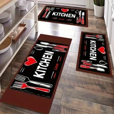 Kitchenware Print Mats, Flannel Non-Slip Home Use