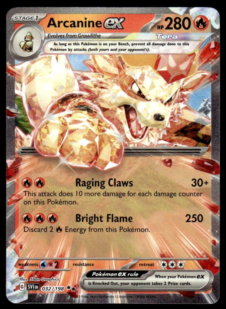 Pokemon TCG SV01: Scarlet & Violet Base Set #032/198 Arcanine ex NM
