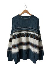 Vintage Italian Knit Sweater Men  s XL Colore Italia Blue 90  s Wool