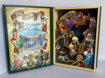 World Bazaar 3D Nativity Scene Book Musical Animated  Joy  Diorama - Works!