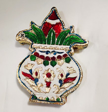Lot of 2 Floral Vase Design Enamel Brooch Pin...