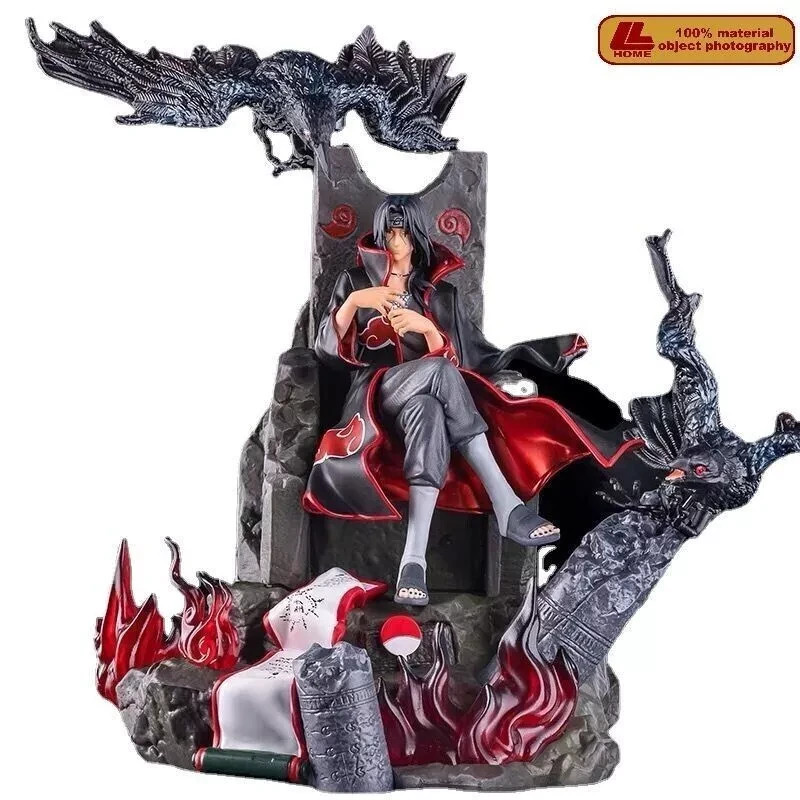 Anime NARUTO Ninja Shippuden Uchiha Itachi Sit Throne Crow Collezione pvc cm 35
