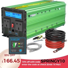 EDECOA Power Inverter 12V to 240V 3000W Caravan Converter Campervan Motorhome UK