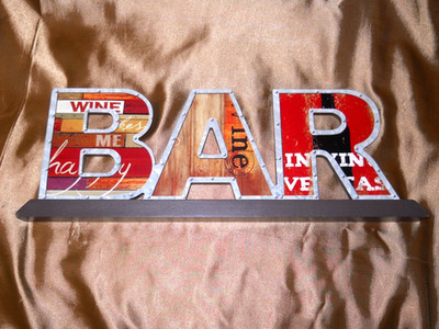 Bar Sign Free Standing Wooden 16 '' x 6 ''  BAR sign for home bar decor table top_