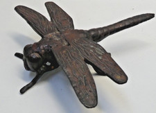 VINTAGE CAST IRON DRAGONFLY METAL PAPERWEIGHT STATUE FIGURINE