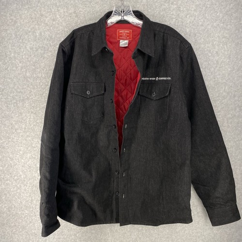 Death Wish Coffee Co. Black Denim Work Jacket Mens Medium Logo Patch Workwear - Picture 4 of 9
