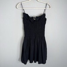 Faithfull The Brand Douta Mini Dress-Black-Ruched-Spaghetti Strap-US Size 4-NWT
