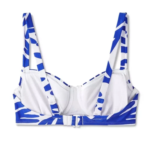 Kona Sol Women's Underwire Bikini Top - Coral Print Blue Size M - Picture 5 of 6