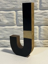 Home Decor. Wood Letter "J". Black  Gold.