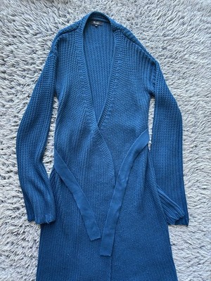 Hanifa Dress Womens Medium Blue Miya Knit Cardigan Sweater Wrap Maxi
