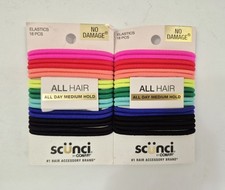 2 Pack Scunci No Damage Hair Ties Multi-Color Medium Hold 1464-R7P7a 