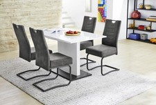 4er Set Schwingstuhl Polsterstuhl Esszimmerstuhl Freischwinger Stuhl Dunkelgrau