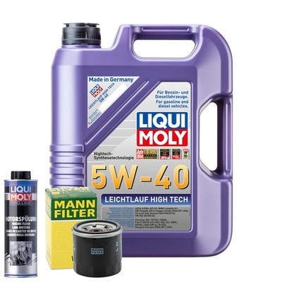 Motoröl 5W40 LIQUI MOLY High Tech 5L +MANN Ölfilter +Spülung