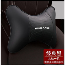 2pcs Auto Car Seat Headrest Neck Cushion Pillows Black Leather For Mercedes Amg 2pcs Auto Car Seat Headrest Neck Cushion Pillows Black Leather For Mercedes Amg