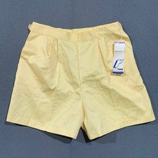 New Russ Pleated Long Shorts Women 18 Butter Yellow High Waisted Vintage D-Ring