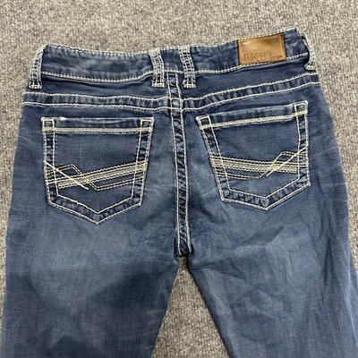 BKE Jeans Womens Size 26R Patton Slim Bootcut Blue Contrast Stitch Stretch Denim