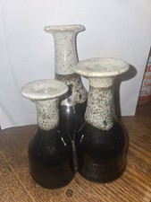 Heavy Conjoined Pottery Speckled Vases 