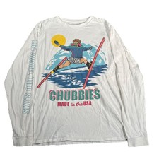 Chubbies Graphic Skiing Tee Shirt Cotton Long Sleeve Mens Size Large USA MADE