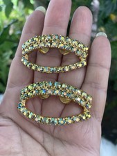 Vintage Goldtone MUSI AURORA BOREALIS RHINESTONE Art Deco Shoe Clips