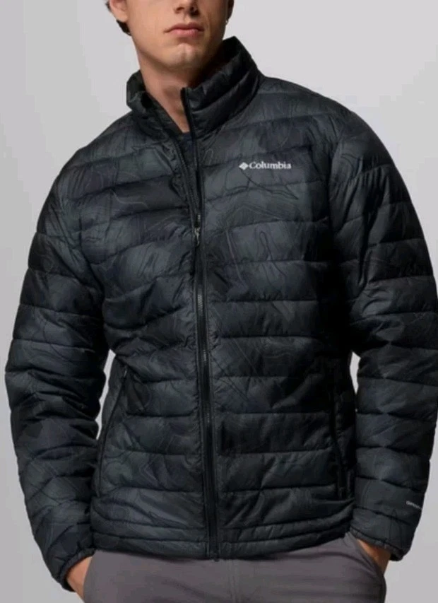 NEW 2025 Columbia Mens POWDER LITE 2 PRINTED Winter Jacket Omni-Heat SZ XL Black - Image 4 of 4