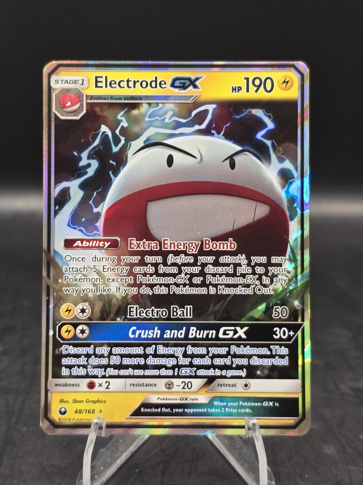 Pokemon TCG Electrode GX 48/168 Sun & Moon Celestial Storm Ultra Rare Holo NM