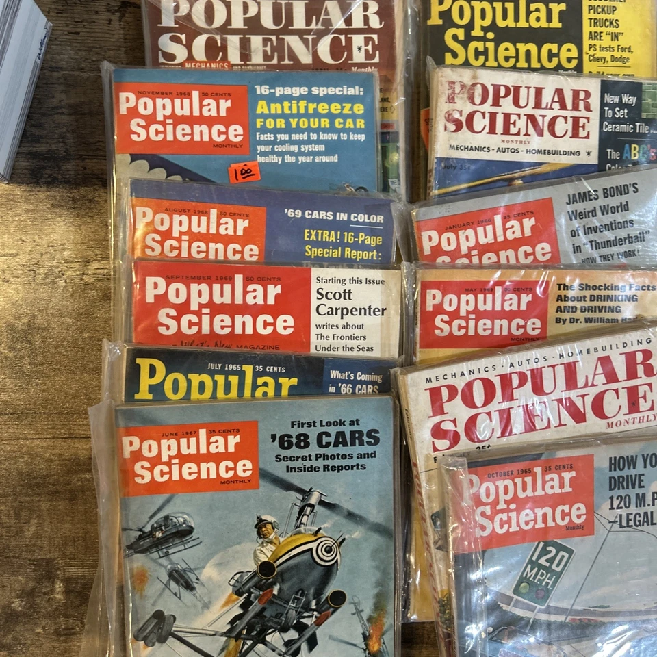 36 Vintage Popular Mechanics Magazines 19650’s-60’s–Mixed Condition Lot Offers - Image 2 of 4