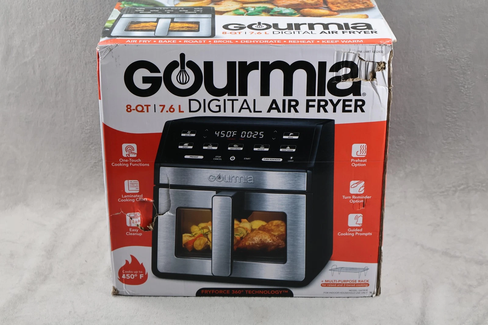 Gourmia 8 Qt Digital Air Fryer Black Stainless Steel FryForce 360 Kitchen
Opens in a new window or t