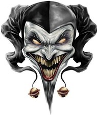 Aufkleber Narr Harlekin Gruselig 7,5 x 6,3 cm Jester Airbrush Helmet Sticker 